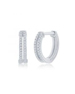 13mm Double Row Huggie, (0.25 ct. t.w.) 60 Stones in Sterling Silver