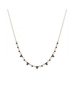 Black Sapphire Mini Cluster 17" Collar Necklace (7/8 ct. t.w.) in 14k Gold-Plated Sterling Silver