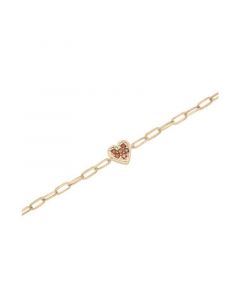 Garnet Heart Cluster Paperclip Link Bracelet (1/4 ct. t.w.) in 14k Gold-Plated Sterling Silver