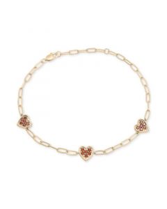 Garnet Heart Cluster Paperclip Link Bracelet (3/4 ct. t.w.) in 14k Gold-Plated Sterling Silver