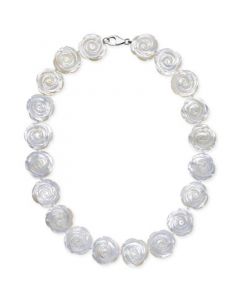 Mother of Pearl Flower Collar Necklace in Sterling Silver (20mm)