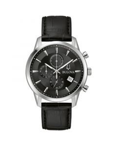 Men's Chronograph Classic Sutton Black-Tone Stainless Steel Bracelet Watch 41mm