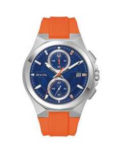 Men's Chronograph Marc Anthony Maquina Orange Silicone Strap Watch 46mm