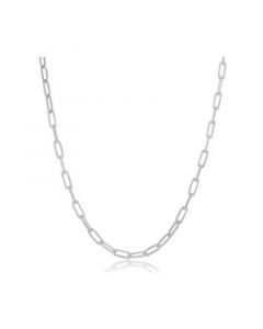 Sterling Silver 2.8mm Paper Clip Linked Chain - Rhodium Plated