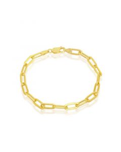 Sterling Silver 4mm Paper Clip Bracelet - Gold Plated