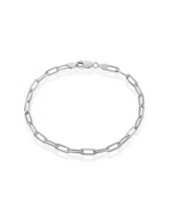 Sterling Silver 4mm Paper Clip Bracelet - Rhodium Plated