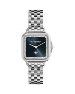 Women's Soft Square Silver-Tone Stainless Steel Bracelet Watch 28mm