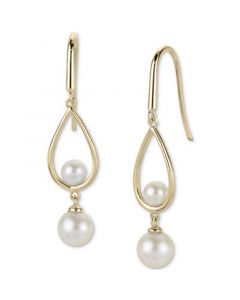 Cultured Freshwater Pearl (4 & 6mm) Teardrop Drop Earrings in 14k Gold-Plated Sterling Silver