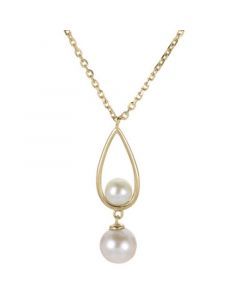 Cultured Freshwater Pearl (4 & 6-1/2mm) Teardrop 18" Pendant Necklace in 14k Gold-Plated Sterling Silver