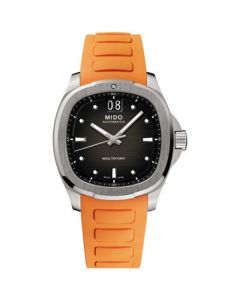 Men's Swiss Automatic Multifort Orange Rubber Strap Watch 41mm