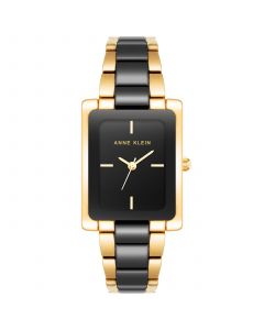 Women's Quartz Black Ceramic and Gold-Tone Alloy Bracelet Watch, 24mm x 31mm