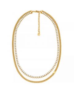 14K Gold Plated Mixed Tennis Double Layer Necklace