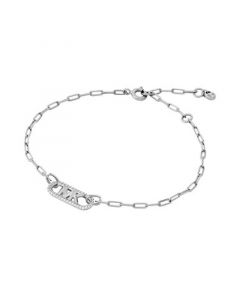 Sterling Silver Pave Empire Link Chain Bracelet