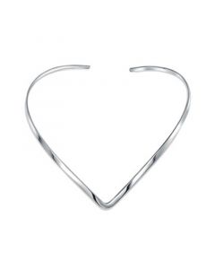 Basic Simple Slider Choker V Shape Collar Statement Necklace For Women .925 Silver Sterling Add Your Pendant 3.5MM