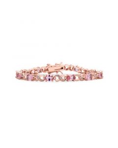 9CT Simulated Sapphire Ruby Morganite Emerald Tourmaline Cubic Zirconia Clear Blue Pink Green Red AAA Oval CZ Symbol Infinity Milgrain Tennis Bracelet For Women