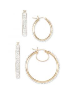 2-Pc. Set Crystal Pavé Oval & Round Hoop Earrings