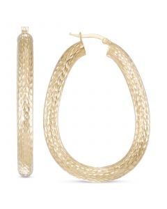 Textured Pear Hoop Earrings in 14k Gold-Plated Sterling Silver