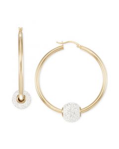 Crystal Pavé Fireball Medium Hoop Earrings, 1-5/8"