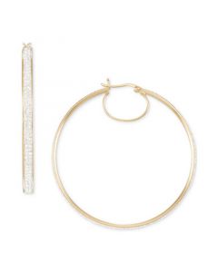 Crystal Pavé Click Top Medium Hoop Earrings, 2"