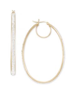 Crystal Pavé Oval-Shape Click Top Hoop Earrings