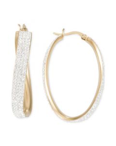 Crystal Pavé Wavy Oval Hoop Earrings