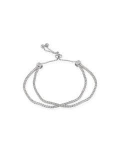 5A Cubic Zirconia Double Strand Bracelet Silver