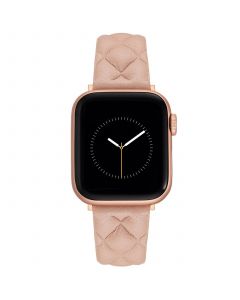 Women's Blush Pink Quilted Leather Strap Compatible with Apple Watch 38, 40, 41mm