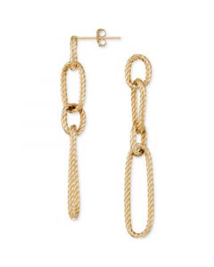 Interlocking Rope Oval Chain Link Drop Earrings in 14k Gold