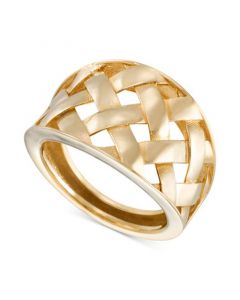 Polished Basketweave Openwork Statement Ring in 10k Gold