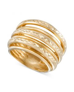 Polished & Textured Multirow Statement Ring in 10k Gold