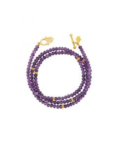 Divine Balance - Amethyst Hamsa Wrap Bracelet