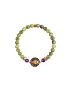 Defensive Trio Jade Stone Evil Eye Bracelet