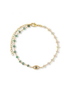 Soothing Oasis - Opal Emerald Evil Eye Charm Bracelet