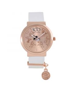 Women's Disney 100th Anniversary Analog White Faux Leather Watch 32mm