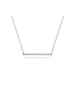 Thin Minimalist Sideways Horizontal Round Station Bar Pendant Necklace For Women For Teen .925 Sterling Silver 16 Inch