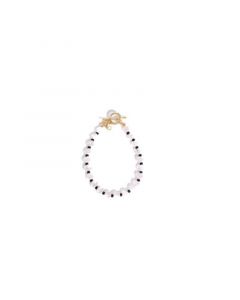 18K Gold On Stainless Steel Light Pink Resin Heart-shaped Beads and Japanese Black Beads - Ashley Bracelet Size L For Women