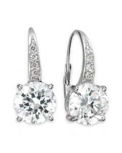 Cubic Zirconia Leverback Earrings in Sterling Silver, 18K Gold Over Sterling Silver or 18k Rose Gold Over Sterling Silver, Created for Macy's