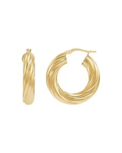 Twist Hoop Earrings in 14k Gold, 1 inch