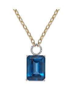 Blue Topaz (26 ct. t.w.) and Diamond (1/6 ct. t.w.) Statement Necklace in 14k Gold