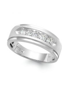 Men's Five-Stone Diamond Ring in 10k White Gold (1/2 ct. t.w.)