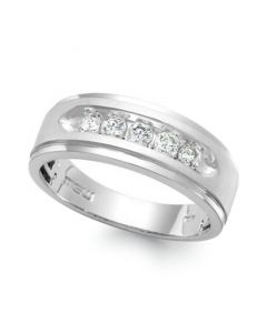 Men's Five-Stone Diamond Ring in 10k White Gold (1/4 ct. t.w.)