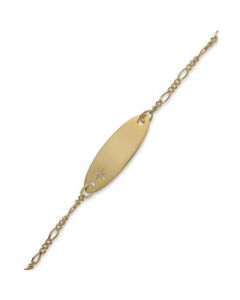 Children's Diamond Accent Figaro Chain ID Bracelet in 14k Gold