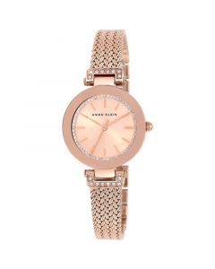 Women's Premium Crystal-Accented Rose Gold-Tone Stainless Steel Mesh Bracelet Watch 30mm AK-1906RGRG