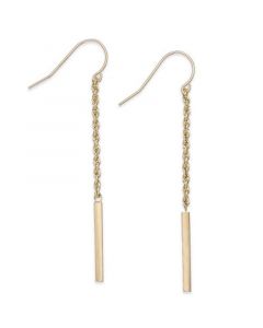 Rope and Bar Linear Earrings in 14k Gold, 2 inches