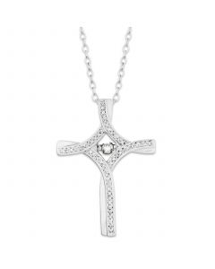 Twinkling Diamond Star™ Diamond Cross Pendant Necklace in Sterling (1/5 ct. t.w.)