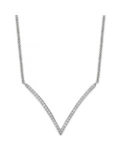 Diamond V-Necklace in 10k White Gold (1/6 ct. t.w.)