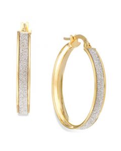 Glitter Hoop Earrings in 14k Gold (20mm)