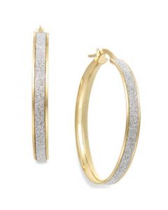 Glitter Hoop Earrings in 14k Gold (30mm)