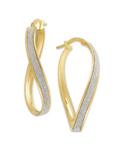 Glitter Wavy Hoop Earrings in 14k Gold