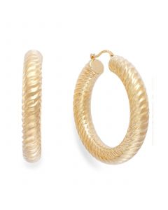 Signature Gold™ Ribbed Hoop Earrings in 14k Gold over Resin